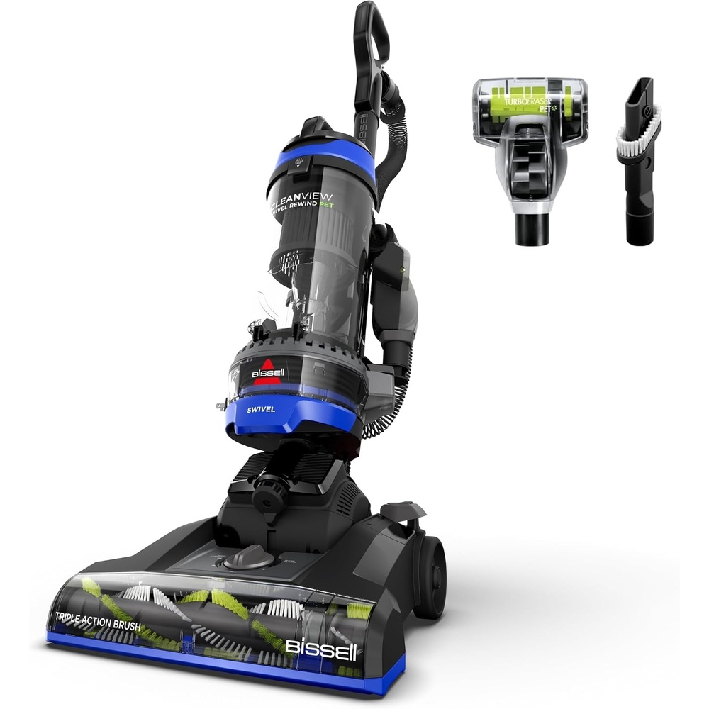 image:imageBissell CleanView Swivel Rewind Vacuum with Automatic Cord Rewind TurboEraser Upholstery Tool Triple Action Brush Roll Swivel Steering Extension Wand EasyEmpty Dirt Tank MultiCyclonic Suction