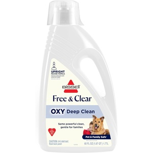BISSELL Free & Clear OXY Carpet Deep Clean Solution, for use in leading upright carpet cleaners, 60oz, Same powerful clean, gentle for families, Hypoallergenic formulation without dyes or fragrance