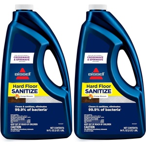 Bissell Hard Floor Sanitize Solution, for use in CrossWave and Spinwave, 80oz, Eliminates 99.9% of Bacteria(64 Fl Oz (Pack of 2))
