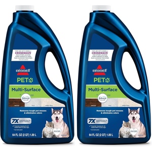 Bissell Multi-Surface Pet Solution with Febreze freshness, For Use in CrossWave and Other Leading Hard Surface and Area Rug Cleaners, 80oz, Dissolves Dirt, grime, and Tough Sticky Messes(64 Fl Oz (Pack of 2))