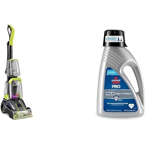 Bundle of Bissell TurboClean PowerBrush Pet Carpet Cleaner, 2987,Green/Black large + Bissell 78H63 Deep Clean Pro 4X Deep Cleaning Concentrated Carpet Shampoo, 48 ounces – Silver(TurboClean PowerBrush + Pro Max Stain Protect)